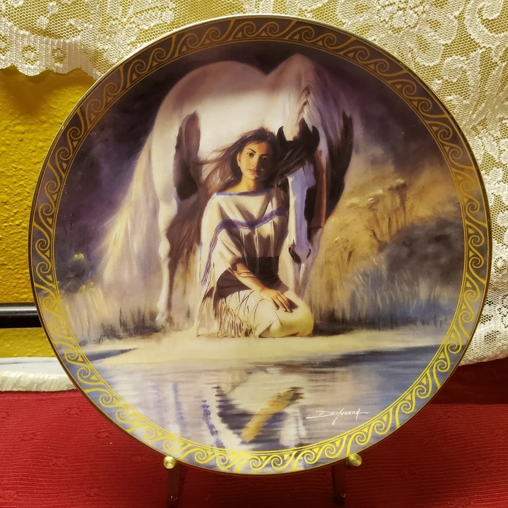 Vtg '97 Plate Unbridled Beauty D.E.Kucera Gold Rim